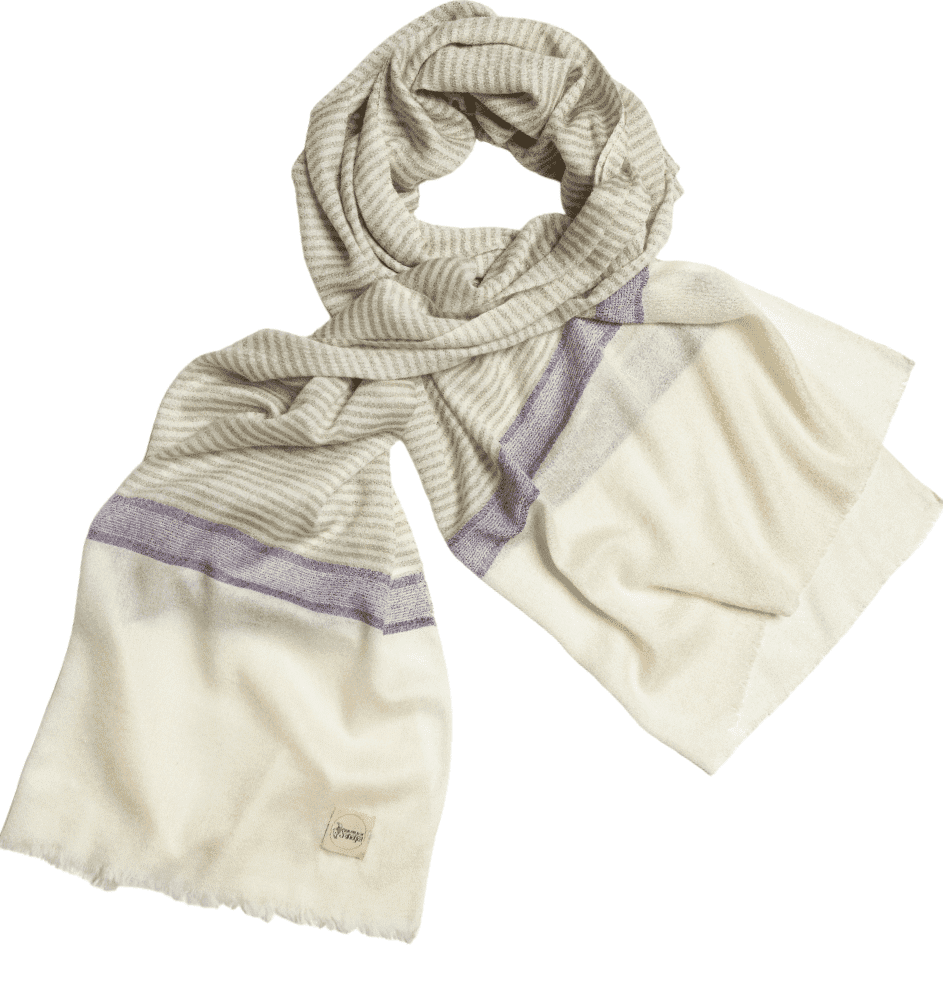 Cashmere Shawl Pearl Color with Purple Design