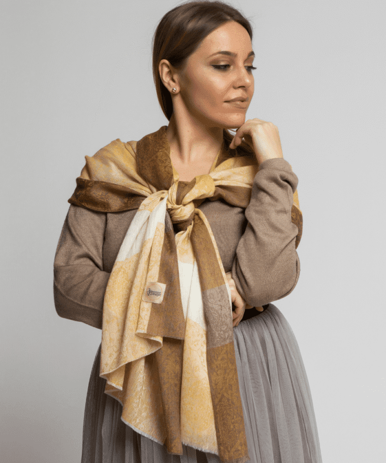 Cashmere Shawl Golden Treasure with jacquard design