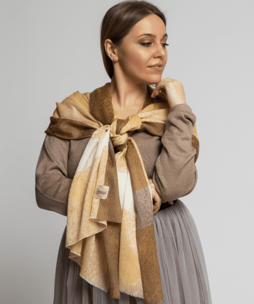 Cashmere Shawl Golden Treasure with jacquard design