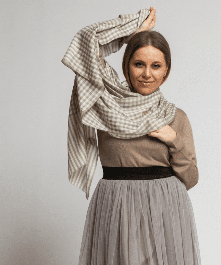 Cashmere Shawl Grey Color | Checked