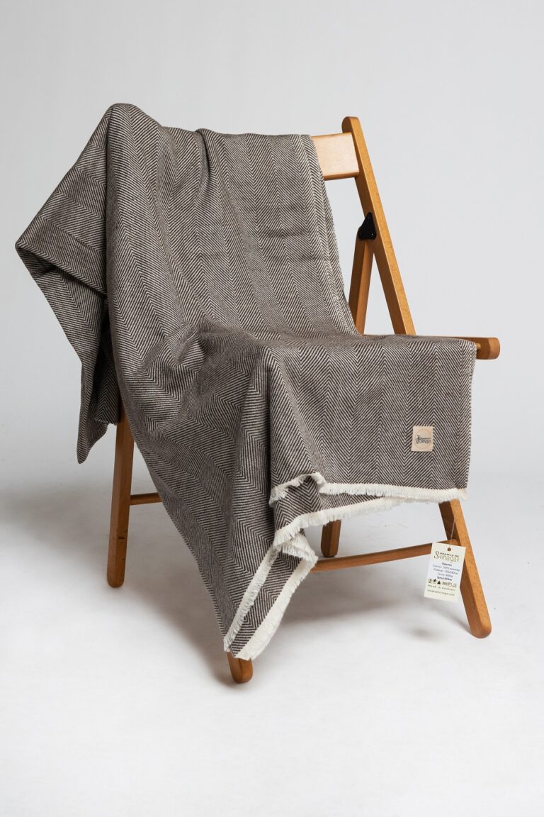 Cashmere Blanket Mocha Herringbone pattern