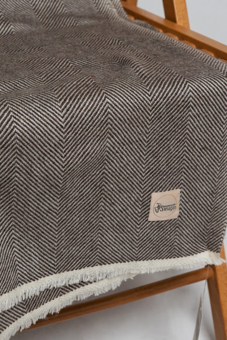 Cashmere Blanket Mocha Herringbone pattern