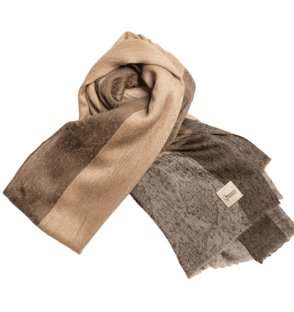 Women’s Cashmere Shawl Beige with design