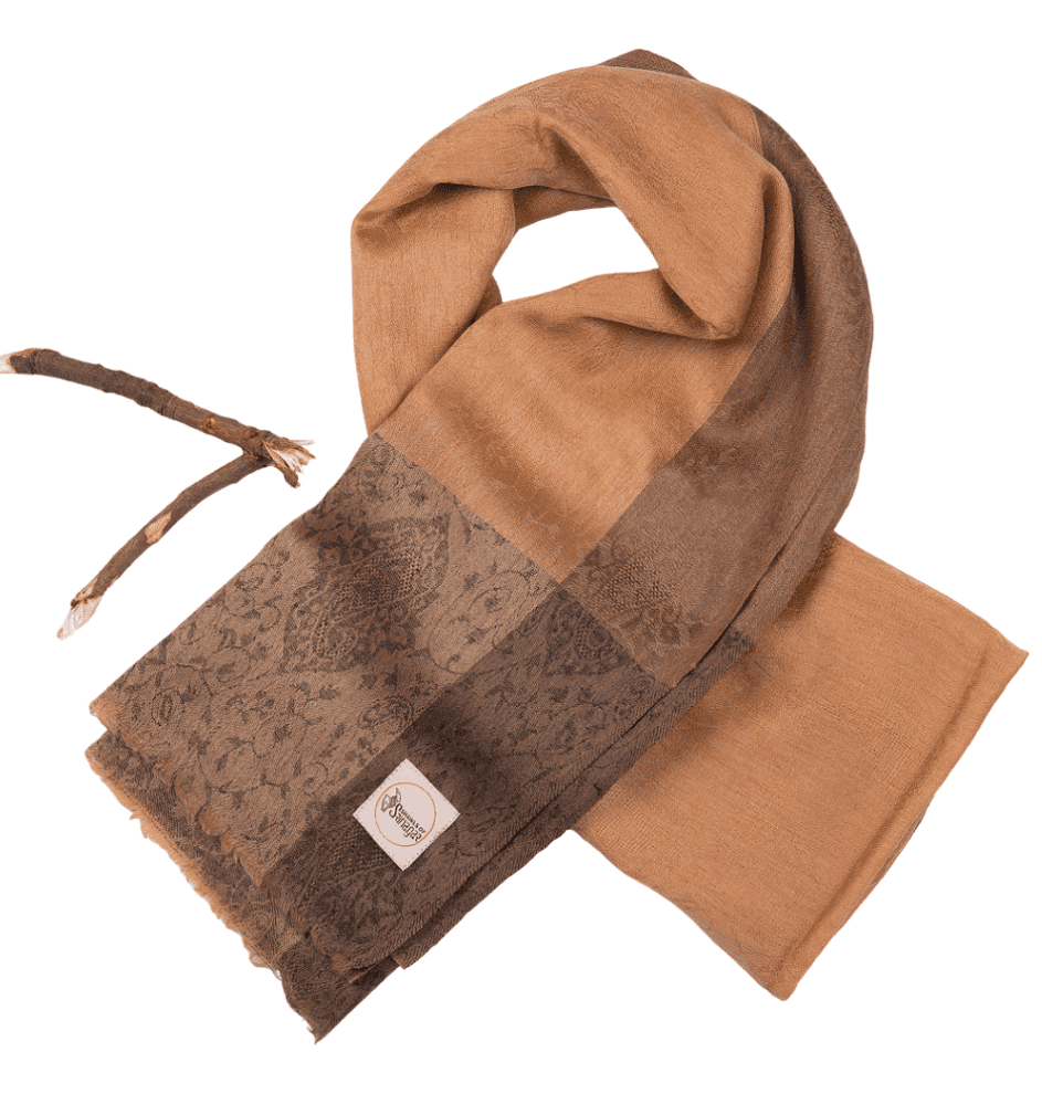 Cashmere Shawl Cinnamon Color with Design