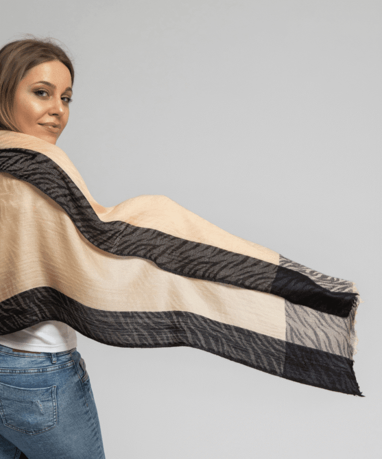 Cashmere Shawl Champagne and Black Color