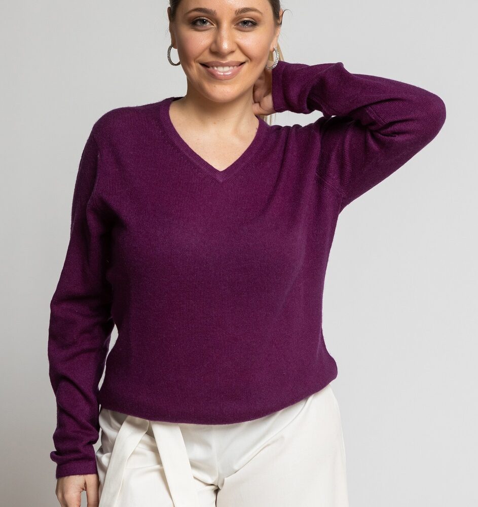 Дамски кашмирен пуловер BLUEBERRY