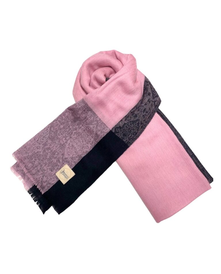 Women’s Cashmere Shawl Candy pink with black design