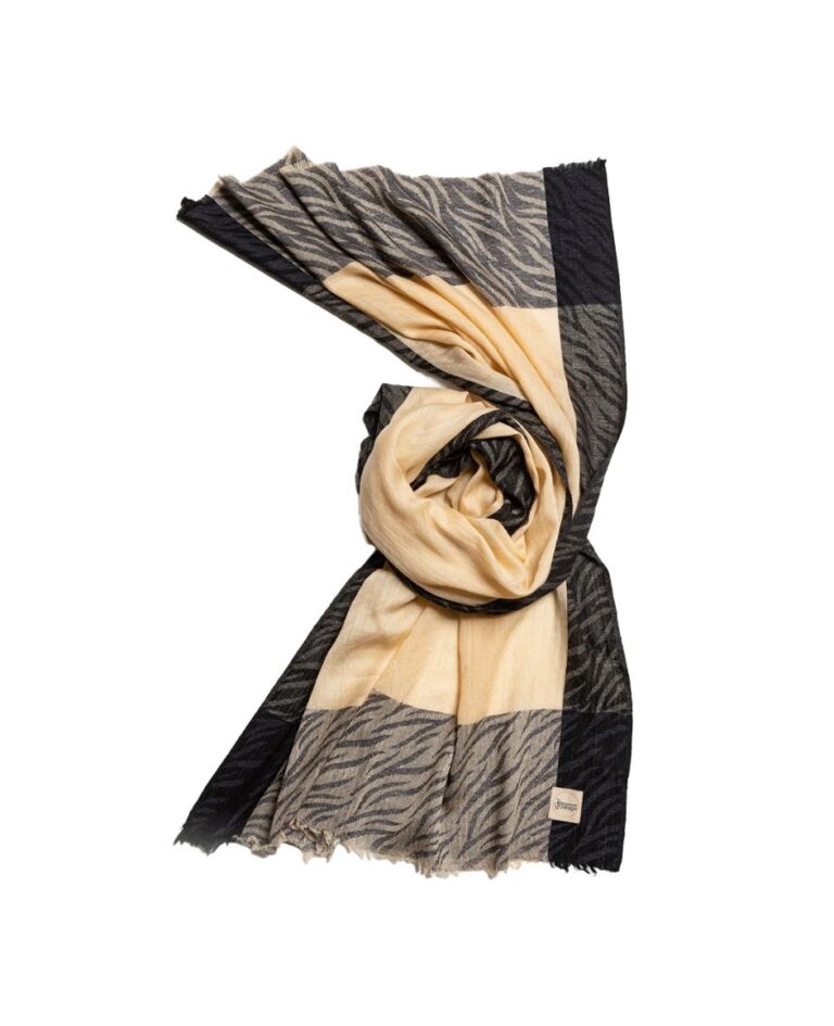 Cashmere Shawl Champagne and Black Color