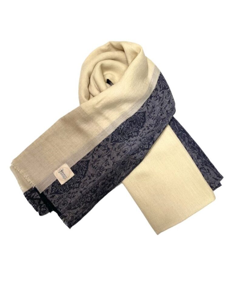 Women’s Cashmere Shawl Pearl with black design