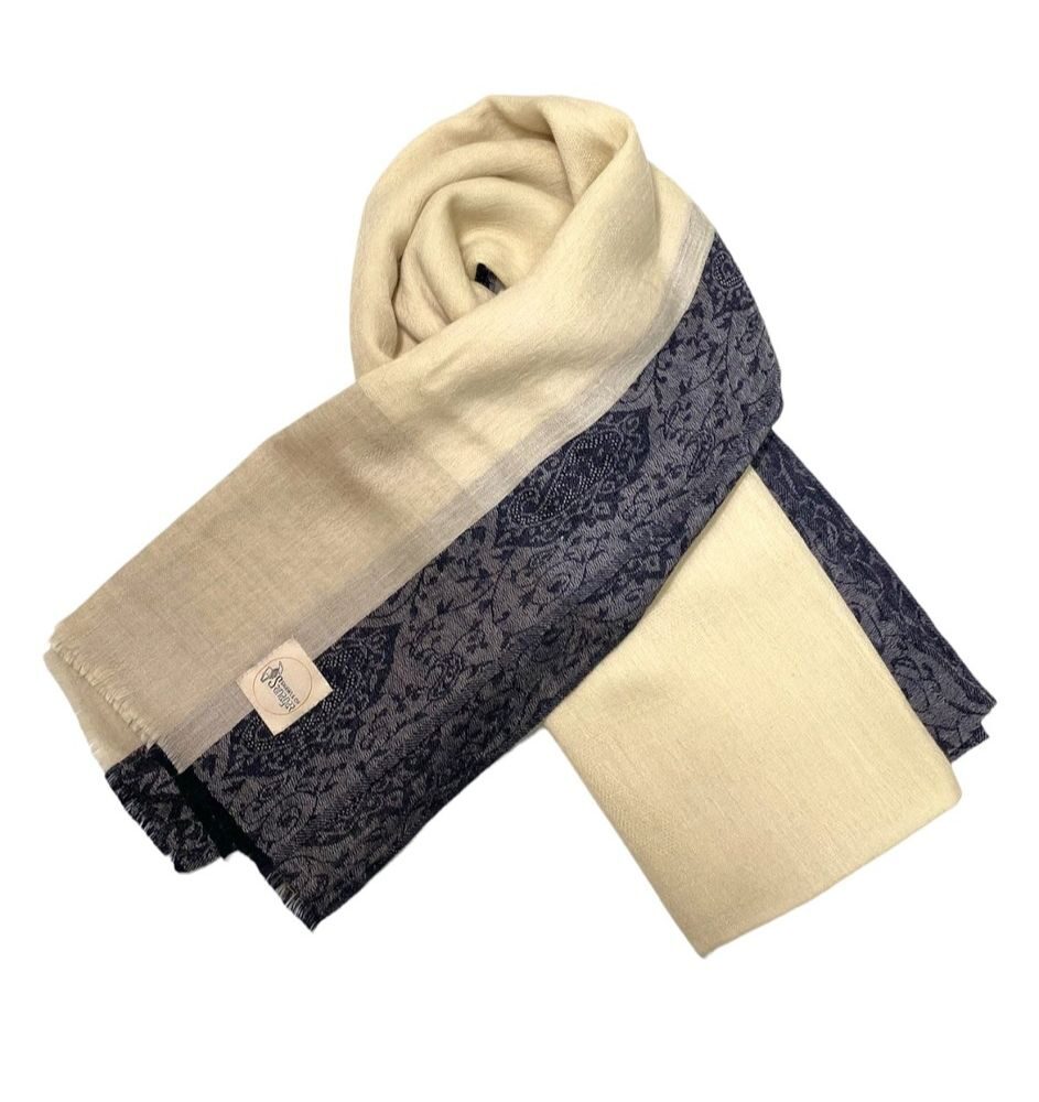 Women’s Cashmere Shawl Pearl with black design