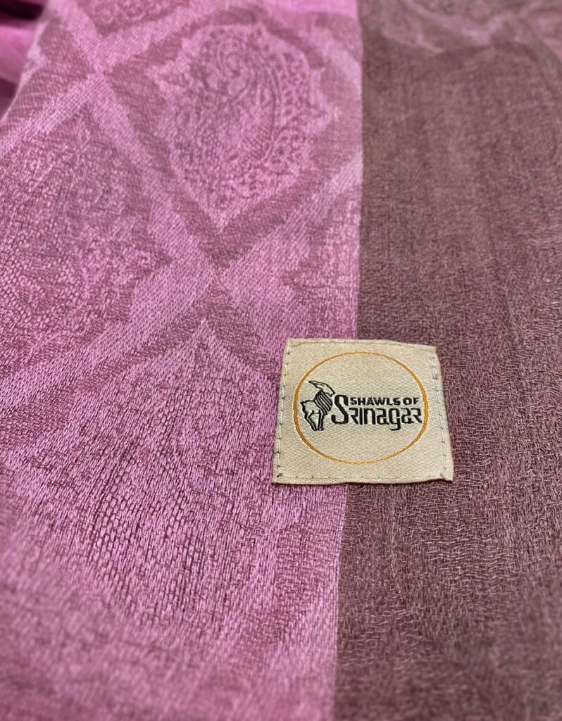 Women’s Cashmere Shawl Pink rose with design