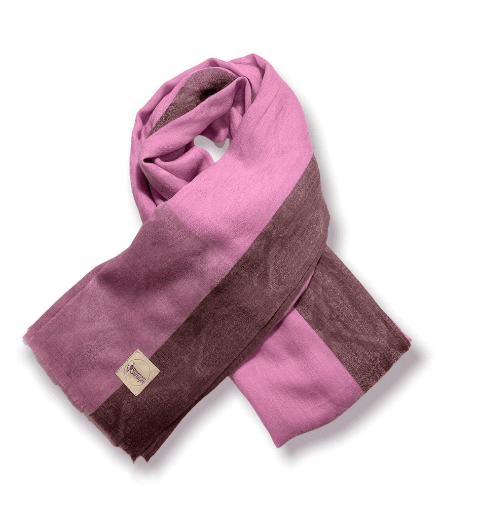 Women’s Cashmere Shawl Pink rose with design