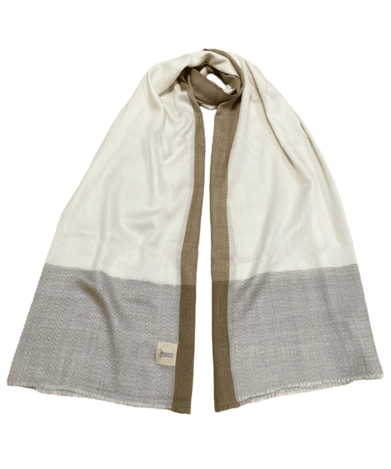 Cashmere Shawl Herringbone Design in Ecru