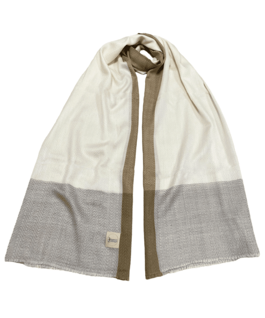 Cashmere Shawl Herringbone Design in Ecru