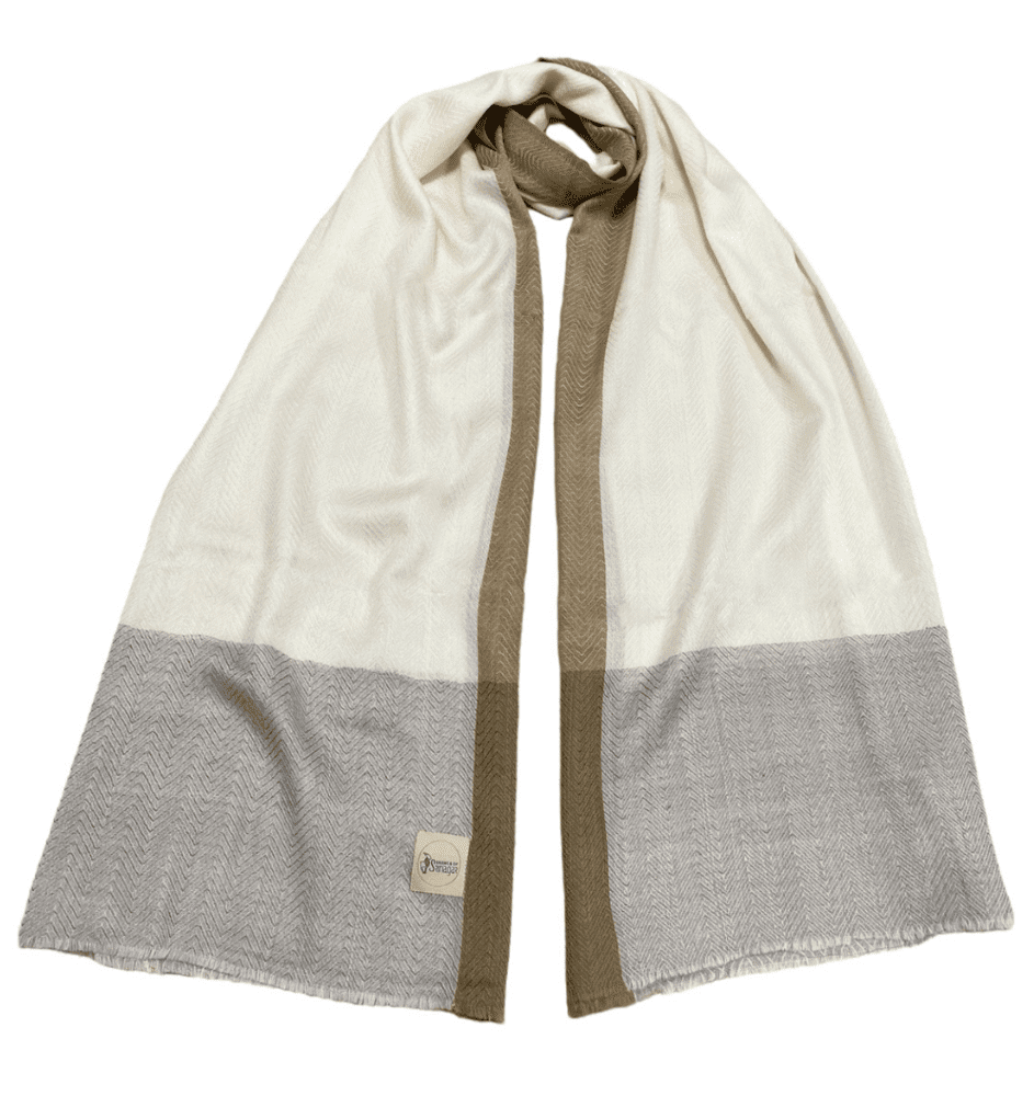 Cashmere Shawl Herringbone Design in Ecru